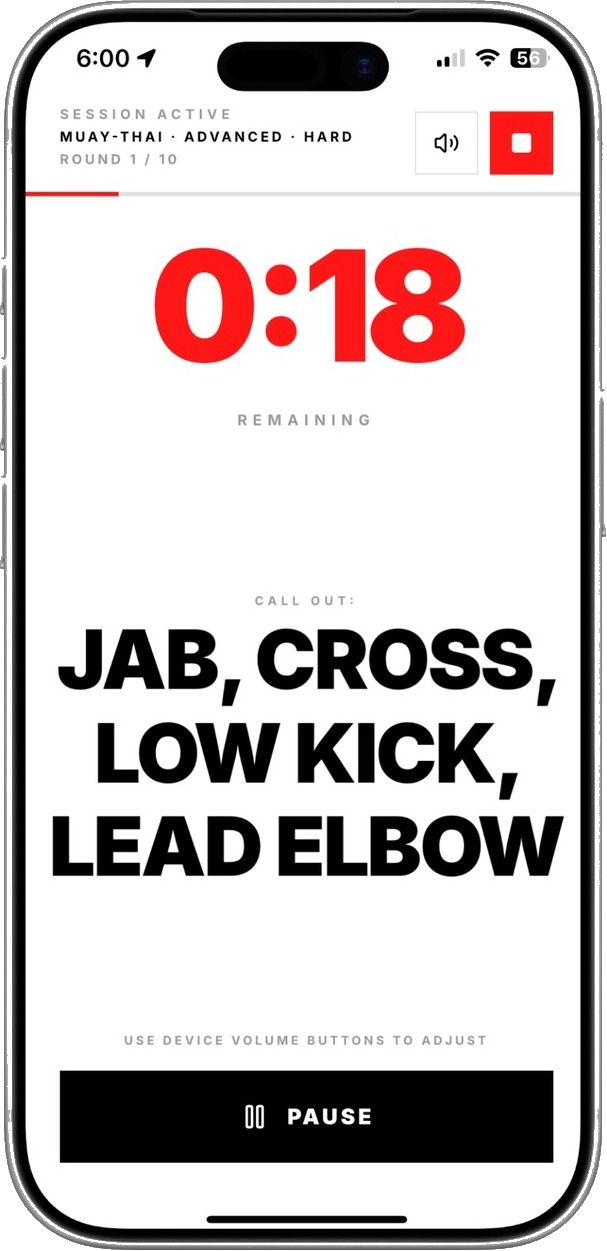The training app on a phone